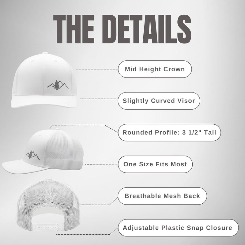 Lindo Trucker Hat [ Great Outdoors Design ] for Men and Women: Mid Profile Cap with Breathable Mesh Back and Adjustable Snap - Image 4